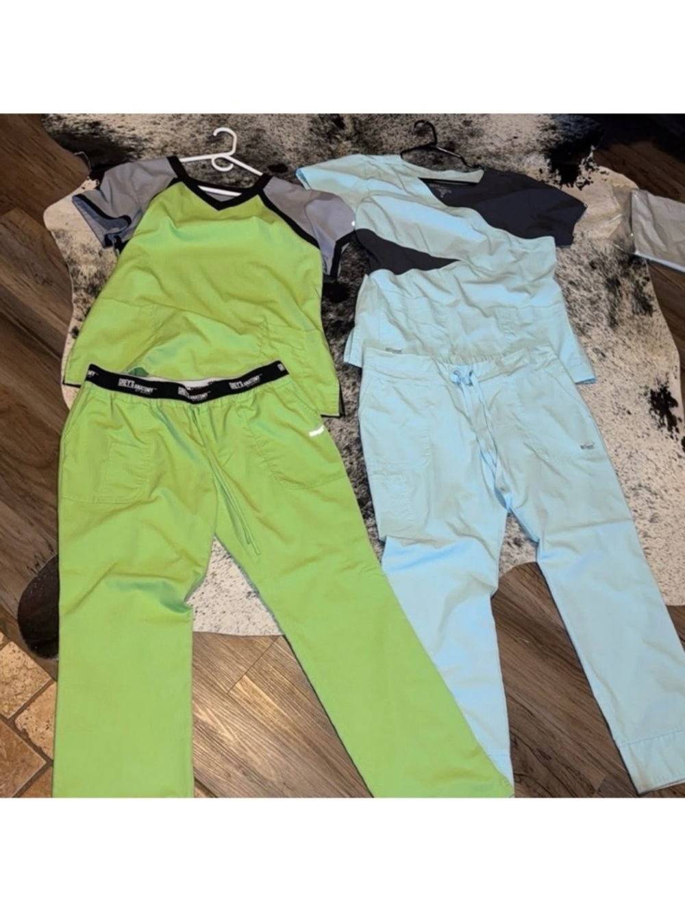 Two-Piece Scrub Sets in Lime Green and Light Blue